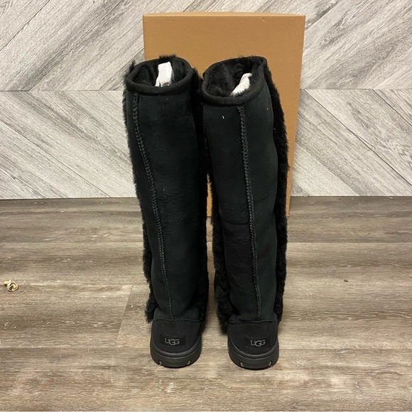 UGG | Sunburst Extra Tall Suede Shearling Boots In Black NEW - Picture 5 of 12